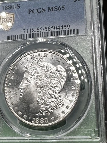 Beautiful 1880-S PCGS MS65 Morgan Silver Dollar with Gold Shield Nice Eye Appeal