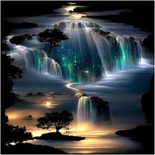 5D Diamond Painting Kits for Adults Waterfall Landscape, Diamond Art Kits for Ad