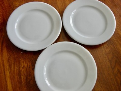 Set of 3 Atlantic China Delco Porcelain - 6.25'' - White Bread Plates - MINT