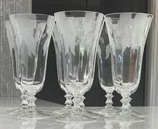 Set of 8 Dunbar Glass FROSTED ACORNS Elegant 7 1/4" Etched 12oz Iced Tea Goblets