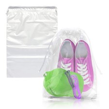 Clear Drawstring Bags, 12 x 18 Inches. 100 Pack Double Drawstring Waterproof ...