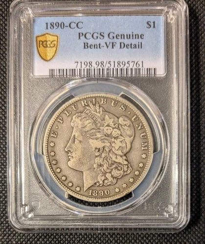 1890 Carson City Morgan Dollar PCGS Genuine Bent-VF Detail Silver $1 Coin
