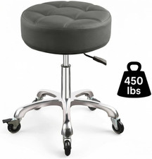 Adjustable Rolling Stool with Wheels, 450Lbs Capacity, 360 Swivel, Grey
