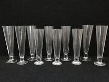 Set of 10 Vintage Pilsner Beer Glasses – Clear Tapered Footed Barware