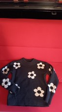 Young Girl's Btween Floral Motif Pull Over Knit Sweater Size 10