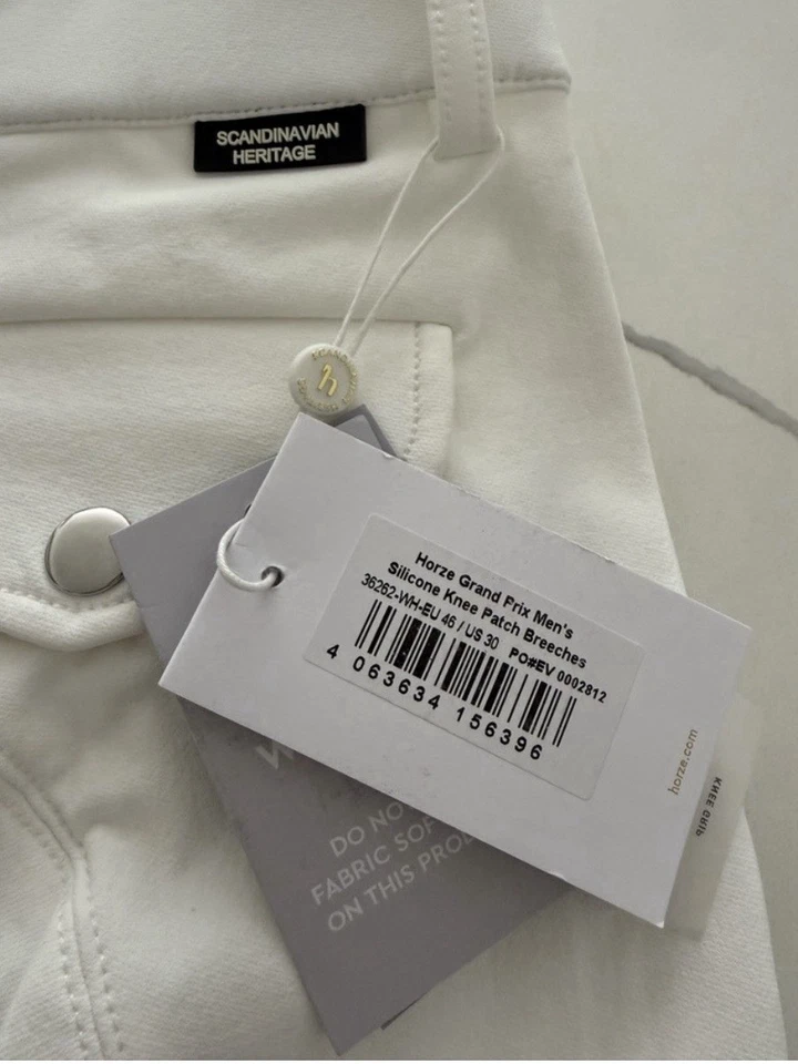 Pantalones de asiento completo Horze Grand Prix para hombre con agarre de silicona EE. UU. 30 blancos Foto 3 de 3