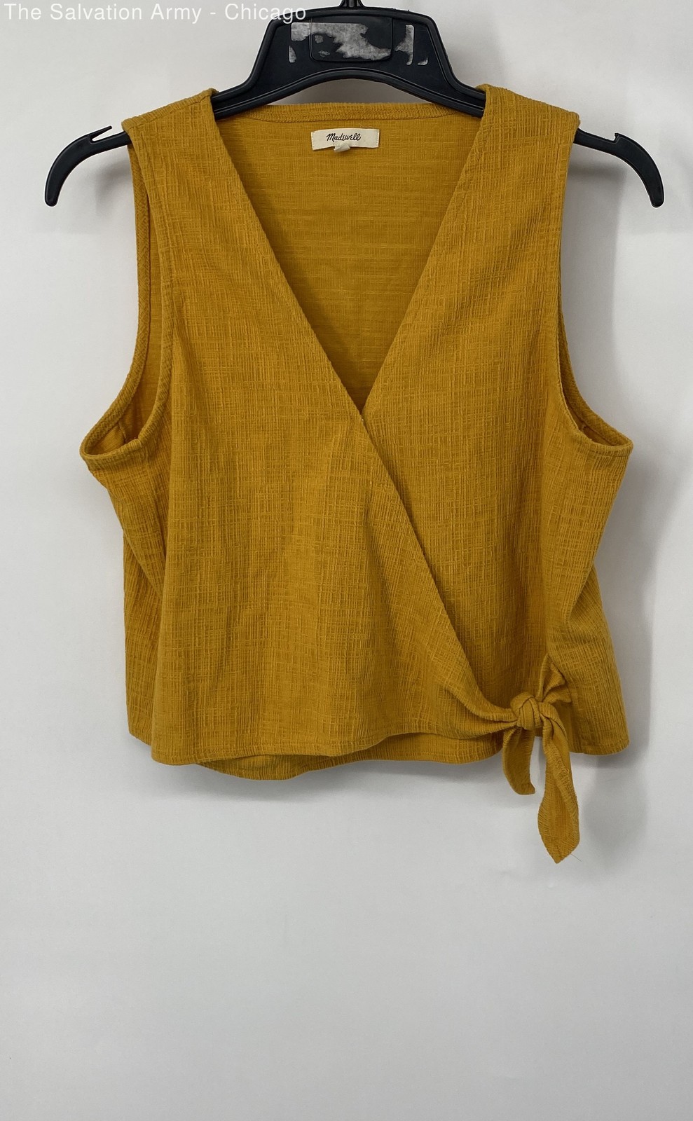 Madewell Womens Yellow Cotton Blend Sleeveless Surplice Neck Tank Top Size L