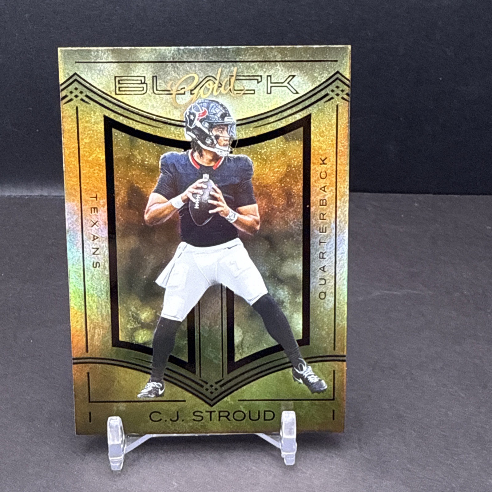 C.J. Stroud 2025 Panini Black #2 Black Gold SP case Hit Houston Texans BS4