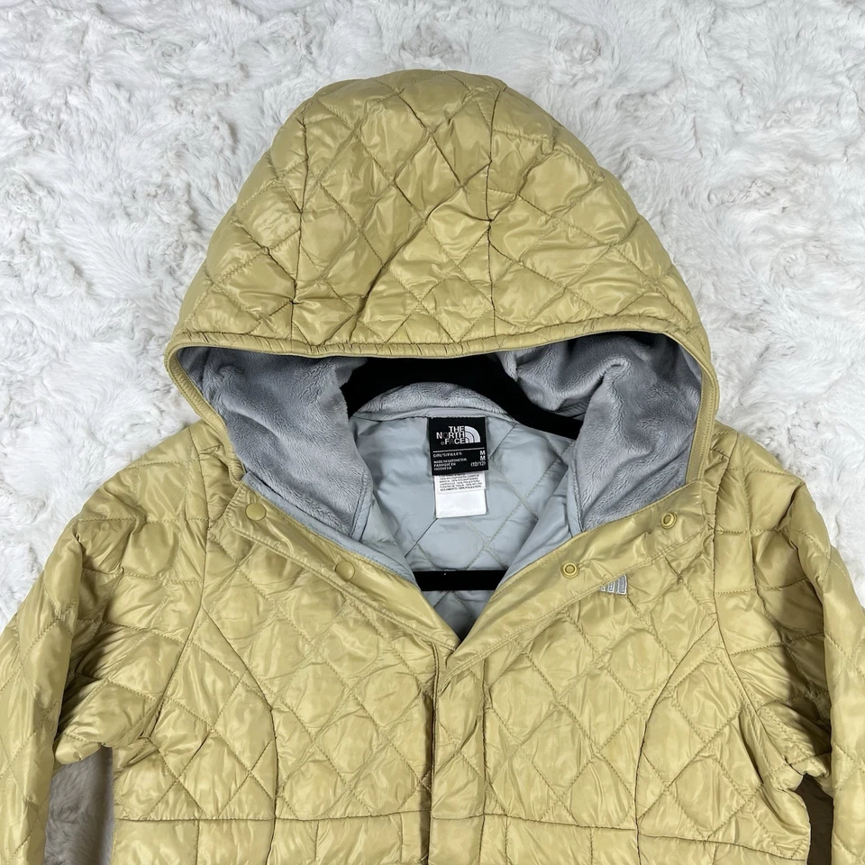 The North Face Lexi Thermoball Puffer Jacket Girls M 10-12 Yellow Gold Hood GORP - Image 2 of 4