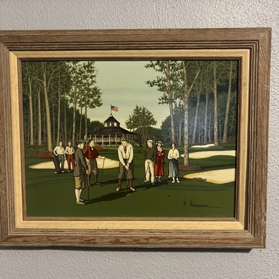 H Hargrove Serigraph Bobby Jones at Augusta Nat'l 1936 oil painting on canvas - Image 1 of 4