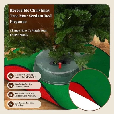 Tapis de sapin de Noël réversible, tapis protection pour sapin Noël - Photo 1/4