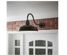 Hampton Bay Easton 14 in 1-Light Black Barn Outdoor Wall Lantern Sconce