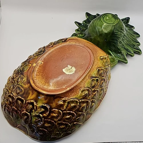 Vintage Metlox Tropicana Pineapple 16" Poppytrail CA Art Pottery Bowl MCM Tiki