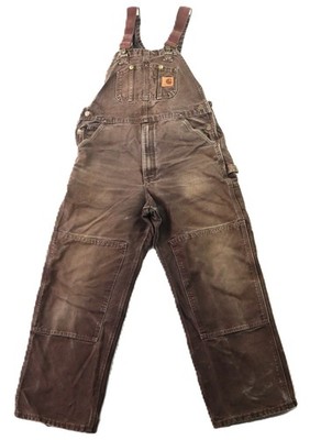 CARHARTT R06 34 x 29 DKB Brown Canvas Duck Double Knee Carpenter Overalls