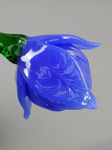 Vintage mundgeblasenes Glas langer Stiel Murano Stil blaue Blume Narzisse? 20" lang - Bild 10 von 17