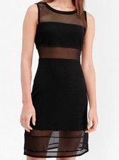 NWT $168 French Connection Manhattan Mesh Panelled Dress Black 4