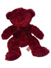 Vintage Russ Classic 10" Rosetta Teddy Bear Sparkly Red Maroon Bow Beanie EUC