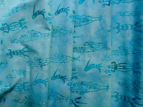 Blue Batik Lizard Cacti Print 100% Cotton Princess Mirah Bali 114 cm x 3 metres - Picture 3 of 4