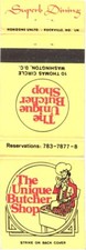 The Unique Butcher Shop, Washington, DC, Vintage Matchbook Cover