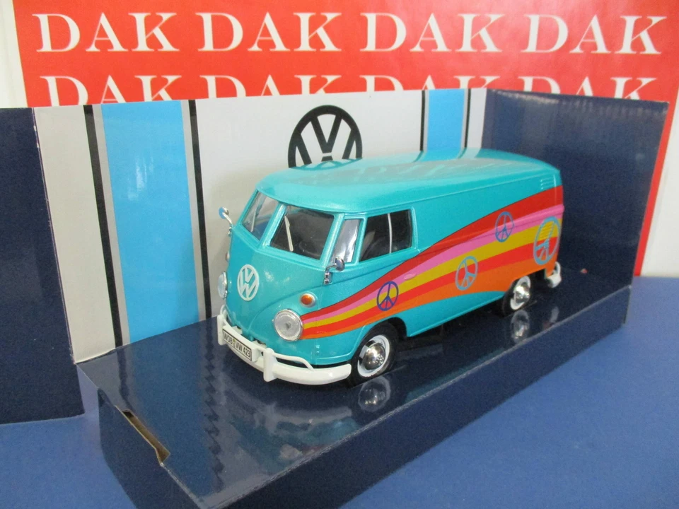 Die cast 1/24 Modellino Furgone Van Volkswagen Type 2 T1 Peace 1962 by Motor Max - Immagine 2 di 4