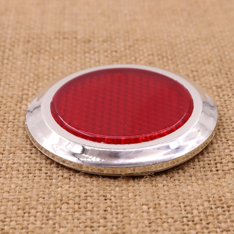 4x Pegatina Reflectante Reflector Redondo Cromo Autoadhesivo Rojo Coche Motocicletas Foto 2 de 4