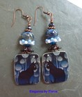 Midnight Cats on Blue Handmade Earrings Black Cats Feline Fur babies Catlovers — photo 2