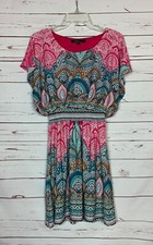 Calessa Women's M Medium Pink Kimono Sleeve Elastic Waist Spring Summer Dress