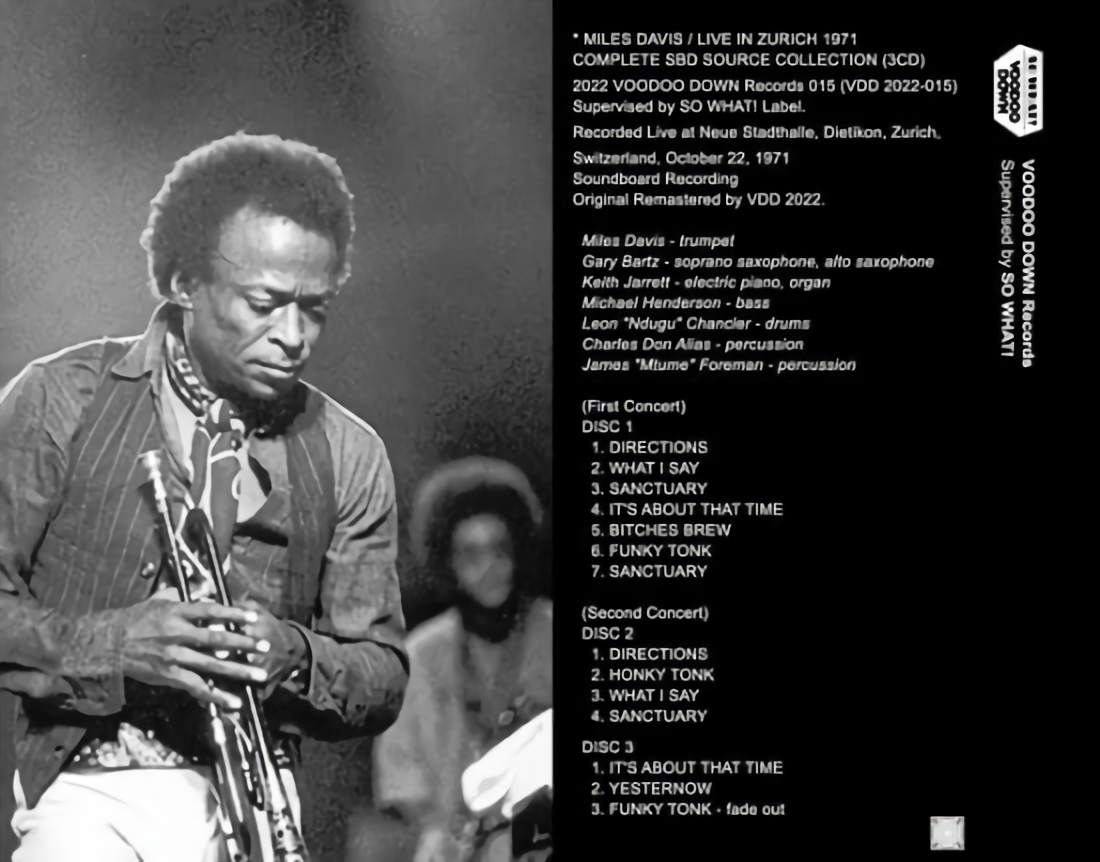 MILES DAVIS / LIVE IN ZURICH 1971 COMPLETE SBD SOURCE COLLECTION