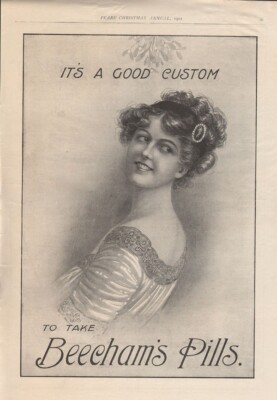 1911 BEECHAM PILL BEAUTY SEXY HOME DECOR DRUG MEDICAL QUACK MEDICINE AD ...