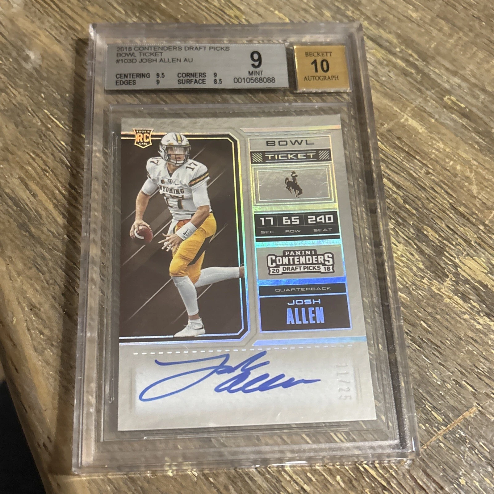 Josh Allen Panini Contenders Draft Picks Game Day Ticket Signatures #3 Bowl