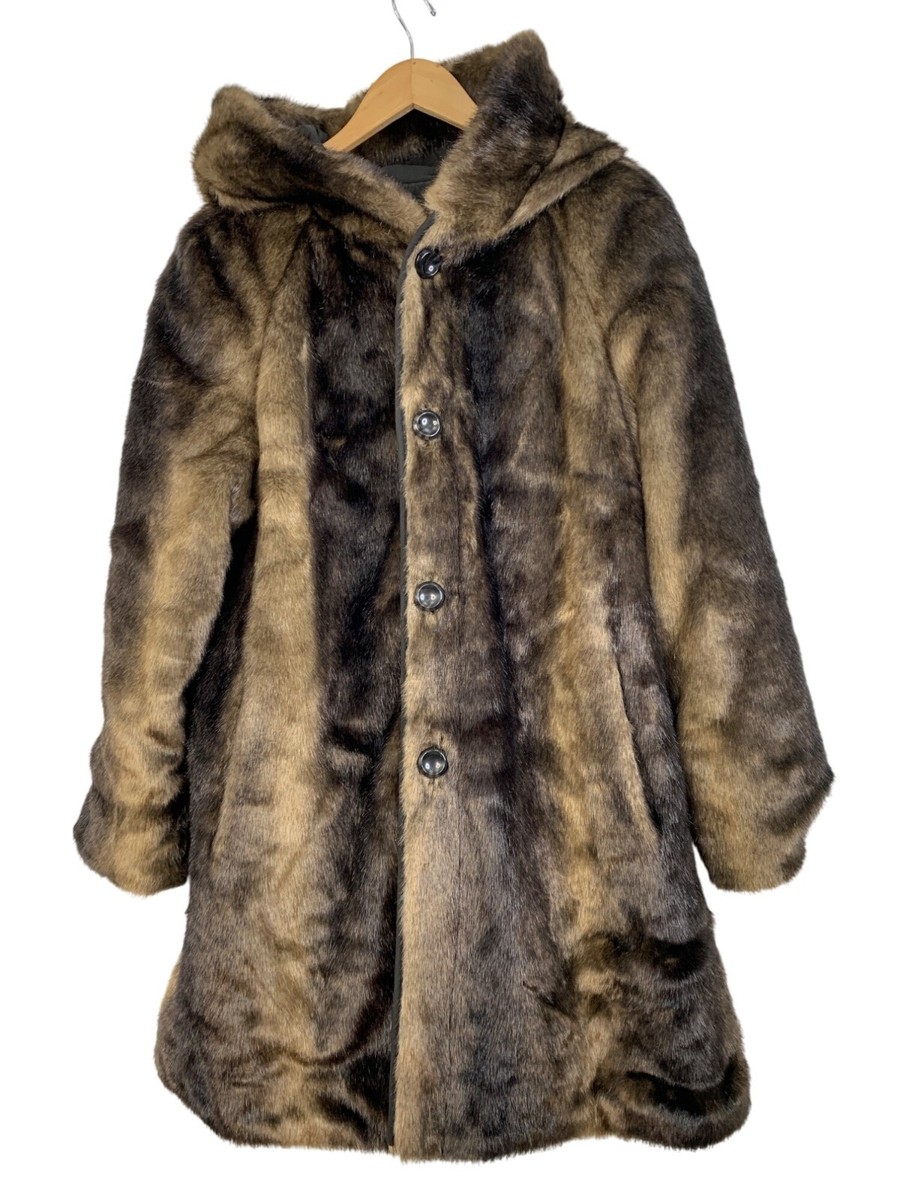 Reversible Platinum Urex Faux Fur Coat 1X Black Raglan Winter A-line Button  EUC