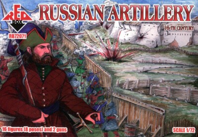 Russian Artillery  (16 figures and 2 guns, 8 poses) 1/72 RedBox 72071