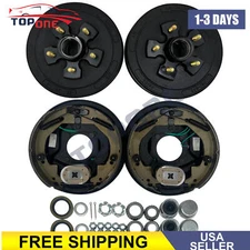 Pair Electric Trailer Manual Adjusting Brake 5-4.5" Hub Drum Kit For 3500lb Axle