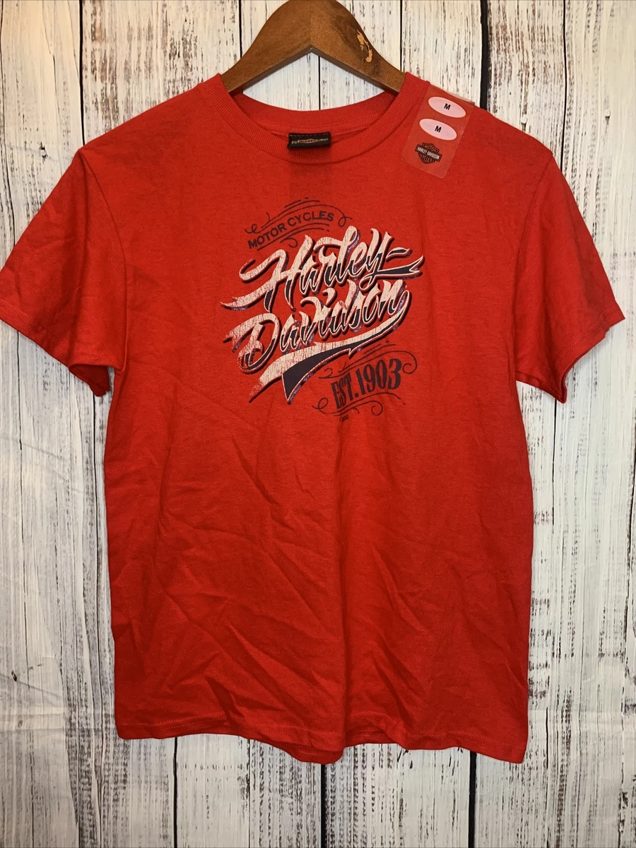 Harley-Davidson Santa Fe, New Mexico T-Shirt Boys Youth Medium Red