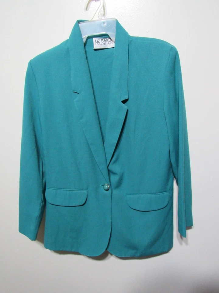 Conjunto de traje de 2 piezas Liz Baker Essentials blazer falda talla 6 azul negocios carrera Foto 3 de 4