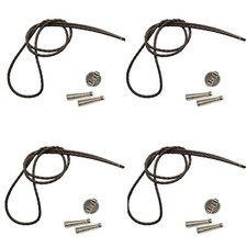 Blank Bolo String Tie Part Kit Silver Round Slide Texture Tip Brown Vinyl Braid