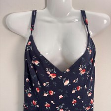 Floral Maxi Dress Navy Blue L V Neck Sleeveless Casual Dress Nine Britton