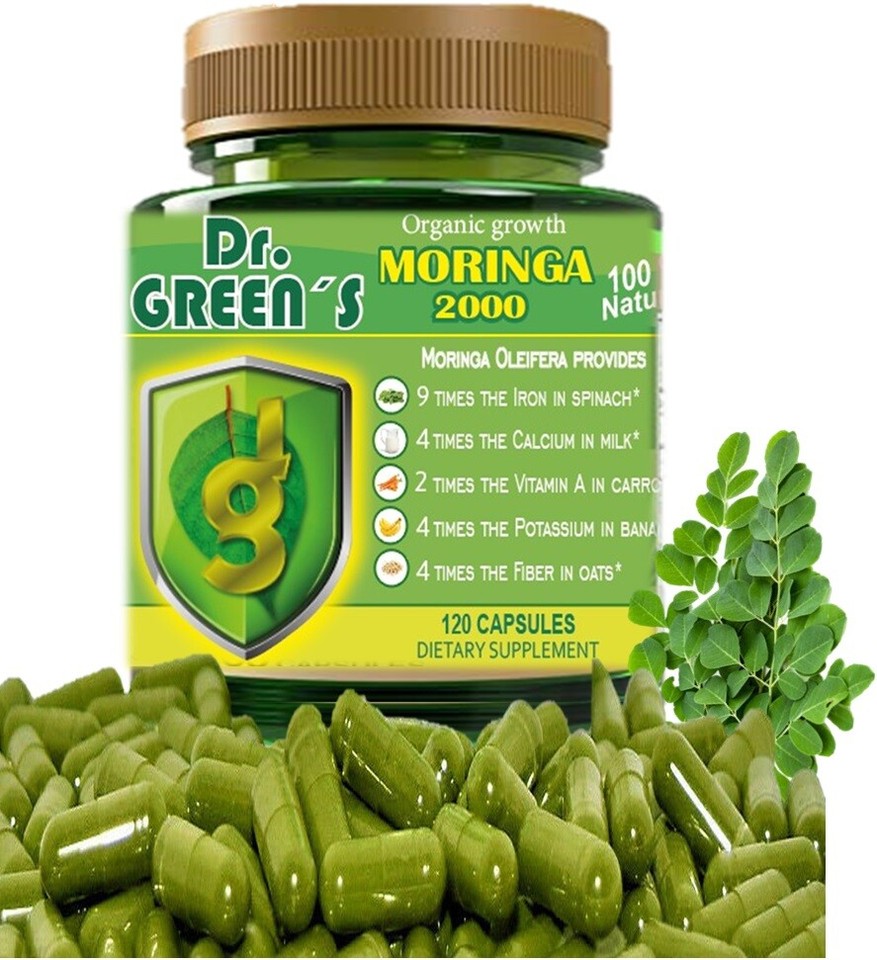 ORGANIC MORINGA Oleifera Powder Capsules 120 100 % PURE VIDA 2000mg x/s ...