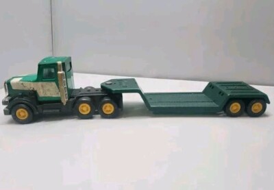 Vintage Tonka Buddy L Low Boy Trailer Big Rig Cab Semi Green 