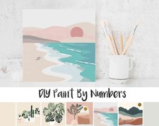 Paint By Numbers DIY Painting Kit Abstract Landscape BEACH SUNRISE 20x20 Framed