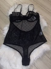 INC International Concepts Sheer Logo Print Thong Bodysuit Teddy UW Womens XL