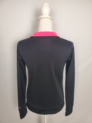 Champion Duo Dry Black Full Zip Sweatshirt Ruched Front Pink Trim Girls XL 14-16 - Picture 7 of 12