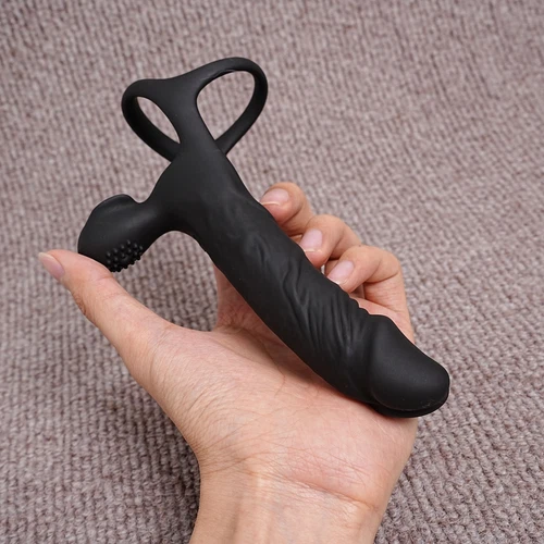 Double Penetration Anal Plug Dildo Vibrator Strap on Penis Cock Ring Men Sex Toy - Picture 18 of 19