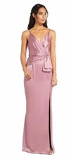 $199 NWT Adrianna Papell Women's Rose Satin Faux Wrap Gown Dress 8M yse1923
