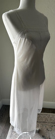 VTG FormFit Nylon White 34 (10-12) Tall Lingerie Slip Dress with Pretty Lace