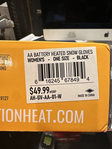 Action Heat AA Battery Heated Gloves AA Battery Black Woman 1 Size Fits All - Picture 4 of 4
