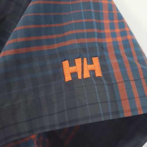 Helly Hansen HH Shirt Mens Large Black Orange Plaid Polyamide Classic Button-Up - Picture 6 of 11