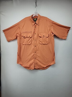 Cabelas Outdoor Gear Mens Shirt Large Orange Cotton Short Sleeve Fish Camp Hike