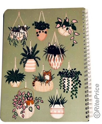 Molly & Rex Spiral Notebook, Cat Pattern, College Ruled with Folder (1 Pack)-New - Picture 3 of 9