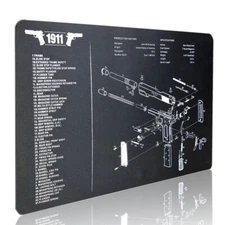 Universal Gun Cleaning Mat for 1911 w/ Parts List View 17"x11" Gunsmithing Pad
